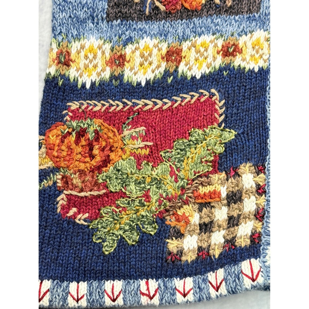 Vintage Chunky Sweater Farm Harvest Rooster Heavy Knit Cardigan sz L - Picture 8 of 12